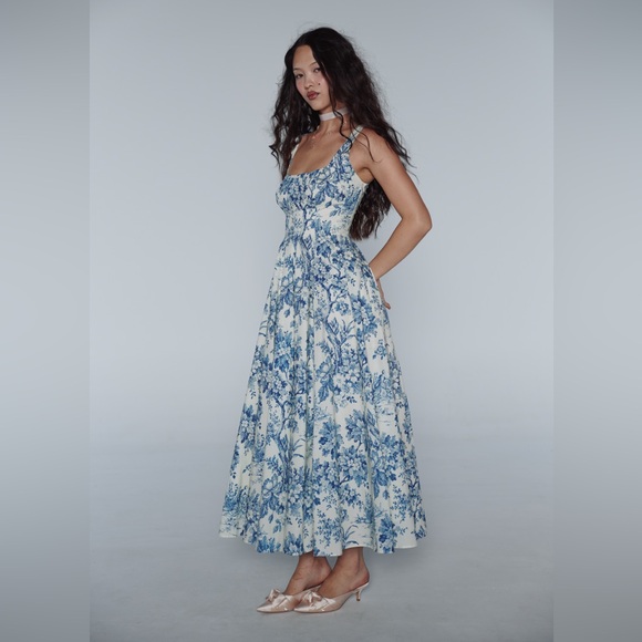 selkie bridesmaid dresses Selkie Women's White Sheer Cotton Gauze Corset Midi Dress, 3X main image 0